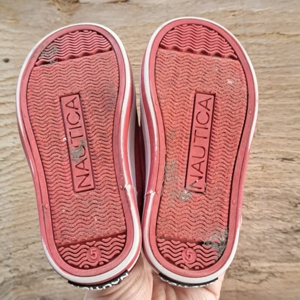 Nautica Baby Infant Velcro Strap Red Causal Loafers Nautical Boat Shoes